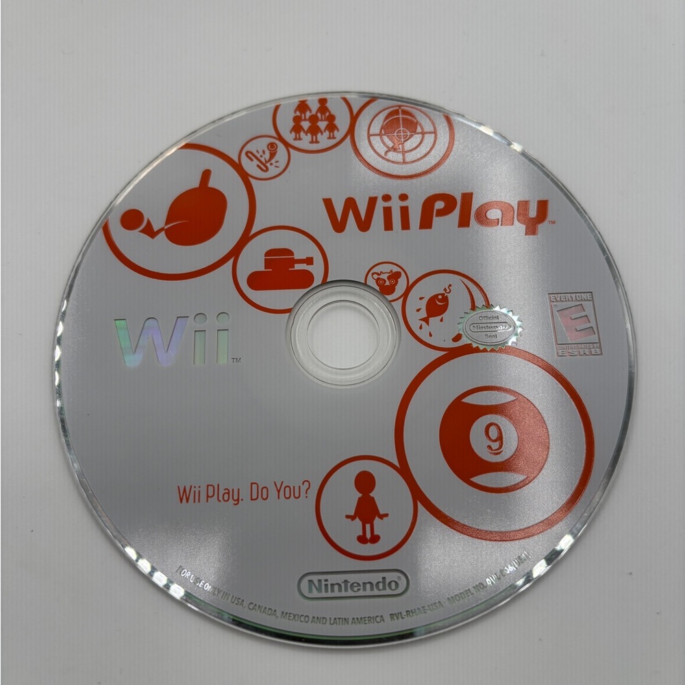Nintendo Wii Play Game Disc - Silver and Red